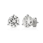 Forever Brilliant 14K White Gold Round Moissanite Three Prong Stud Earrings by Charles & Colvard