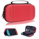 Moretek Compatible with Nintendo Switch Carrying Case EVA Hard Shell Travel Protective Cases for Nintendo Switch Game Console & Accessories (Red White)