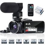 Video Camera Camcorder WiFi IR Night Vision FHD 1080P 30FPS YouTube Vlogging Camera Recorder 26MP 3.0” Touch Screen 16X Digital Zoom Camcorder with Microphone,Remote and 2 Batteries