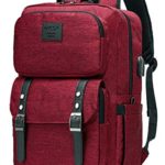 Laptop Backpack Women Men College Backpacks Bookbag Vintage Backpack Book Bag Fashion Back Pack Anti Theft Travel Backpacks with Charging Port fit 15.6 Inch Laptop Red
