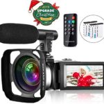 Video Camera Camcorder Vlogging Camera for Youtube Full HD 2.7K 30FPS 30 MP IR Night Vision 3 Inch Touch Screen Time-Lapse Camcorder with Microphone Remote Control Lens Hood and 2 Batteries