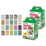 2X Fujifilm instax Mini Instant Film (40 Exposures) + 20 Sticker Frames for Fuji Instax Prints Travel Package