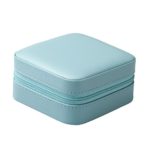 Vlando Small Travel Jewelry Box Organizer Display Case for Girls Women Gift Rings Earrings Necklaces Storage, Blue