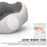 MLVOC Travel Pillow 100% Pure Memory Foam Neck Pillow, Comfortable & Breathable Cover, Machine Washable, Airplane Travel Kit with 3D Contoured Eye Masks, Earplugs, and Luxury Bag, Standard, Gray