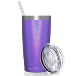Civago 20oz Insulated Stainless Steel Tumbler, Coffee Tumbler with Lid and Straw, Double Wall Vacuum Travel Coffee Mug, Powder Coated Tumbler Cup (Violet Shimmer,1)