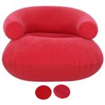 Inflatable Lounge Chair,Foldable Blow Up Chaise Lounge Air Lazy Sofa Set Flocked Couch Portable Inflatable Lounger Sofa for Indoor Living Room Bedroom,Outdoor Travel Camping Picnic (Red)
