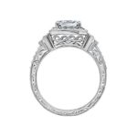 Platinum-Plated Sterling Silver Antique Ring set with Asscher-Cut Swarovski Zirconia, Size 7