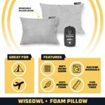 Wise Owl Outfitters Camping Pillow Compressible Foam Pillows – Use When Sleeping in Car, Plane Travel, Hammock Bed & Camp – Adults & Kids – Compact Small & Large Size – Portable Bag – MD Grey