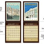 Americanflat 2021 Wall Calendar – World Travel Hanging Monthly Planner by Joel Anderson – 10×26 Inch Opened