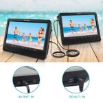 WONNIE 10” Dual Car DVD Player Portable Headrest CD Players for Kids with 2 Mounting Brackets Built-in 5 Hours Rechargeable Battery Great for Family Travel ( 1 Player+1 Monitor )