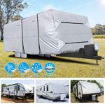 RVMasking Waterproof Travel Trailer RV Cover, Ripstop Camper Cover with 4 Tire Covers & Tongue Jack Cover, 22’1-24′