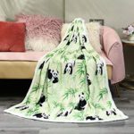 FairyShe Panda Plush Blanket Sherpa Fleece Blanket,Soft Warm Fuzzy Throw Blankets Kids or Adults for Crib Bed Couch Chair Living Room All Seasons Travel Outdoors (50 x 60 Inch) (Green Panda)