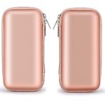 iMangoo Shockproof Carrying Case Hard Protective EVA Case Impact Resistant Travel 12000mAh Bank Pouch Bag USB Cable Organizer Earbuds Sleeve Pocket Accessory Smooth Coating Zipper Wallet Rose Gold