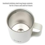 Goodful Stainless Steel Insulated Double Wall Vacuum Sealed Coffee Mug with Leak Proof Lid, Travel Tumbler Cup, 14oz, Cream