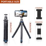 UBeesize Flexible Cell Phone Tripod, Mini Travel Tripod Stand with Wireless Remote Shutter, Universal Adapter Compatible with iPhone, Android, GoPro, DSLR, Action Camera. (Blue)