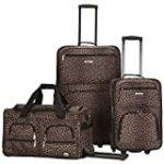 Rockland Vara Softside 3-Piece Upright Luggage Set, Leopard, (20/22/28)