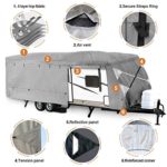XGEAR Travel Trailer RV Cover Fits 24′-27 Water-Repellent Fabric with Thick 3-ply Top Windproof Buckles & Adhesive Repair Patch