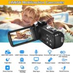 Video Camera Camcorder Full HD 1080P 30FPS 24.0 MP IR Night Vision Vlogging Camera Recorder 3.0 Inch IPS Screen 16X Zoom Camcorders YouTube Camera Remote Control with 2 Batteries