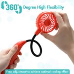 Portable Neck Fan, 2600mAh Battery Operated Ultra Quiet Hands Free USB Fan with 6 Speeds, Strong Wind, 360° Adjustable High Flexibility Wearable Personal Fan for Home Office Outdoor Travel (Red)