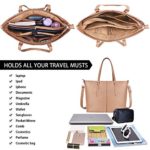 Laptop Tote Bag for Women 15.6 Inch Waterproof Lightweight Leather Computer Laptop Bag Women Business Office Work Bag Briefcase Large Travel Handbag Shoulder Bag Khaki