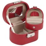 WOLF 281404 Heritage Travel Mini Oval Jewelry Box, Red