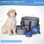 Dog Travel Bag for Supplies – Make Travel Easier with Our Dog Bag for Travel – Includes Pet Travel Bag Organizer, 2 Collapsible Dog Bowls, 2 Dog Food Travel Bag – Dog Travel Bags for Dogs on The Go