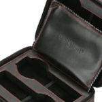 Diplomat 31-468 Black Leather Quad Watch Zippered Travel Case with Black Suede Interior Watch Case