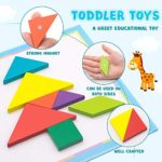 Conikus Wooden Pattern Tangram Magnetic Puzzle,Wooden Tangram Puzzle Book Toys for 3 4 5 6 7 8 Year Old Boys and Girls,Travel Games for Kids in Car, Plane or Take Out for Restaurant