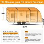 RVMasking Heavy Duty 300D Top Windproof Travel Trailer Cover for RV Camper Motorhome with 4 Tire Covers, Tongue Jack Cover, 20.1 – 22 ft
