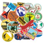 Travel Map Laptop Stickers 100 Pcs Pack Travel Case Vinyl Waterproof Sticker Skateboard Pad Car Snowboard Bicycle Luggage Decal