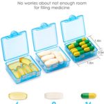 Small Pocket Pill Case(3 Pack), Barhon Daily Single Pill Box Organizer Portable for Purse Travel, One Day Mini Pill Container for Pills Vitamin Fish Oil Supplements (Blue)