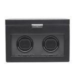 WOLF 456202 Viceroy Double Watch Winder with Cover and Storage, Black