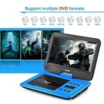 UEME DVD Player Portable with HD 10.1 Inches Swivel LCD Screen, Car Headrest Mount Holder, Remote Control, Personal DVD Player with Rechargeable Battery (Blue)