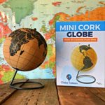 Globe Trekkers – Mini Cork Globe with 50 Different Colored Push Pins & Durable Stainless Steel Base | Great for Mapping Travels & Educational Purposes | Does Not Have Plastic Strip Like Most