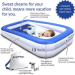 EnerPlex Kids Inflatable Travel Bed with High Speed Pump, Portable Air Mattress for Kids, Blow up Mattress with Sides – Built-in Safety Bumper – Blue 2-Year Warranty