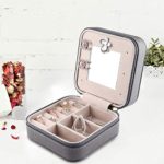 JIDUO Duomiila Small Jewelry Box, Travel Mini Organizer Portable Display Storage Case for Rings Earrings Necklace,Gifts for Girls Women (Grey)