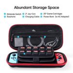 ECASA Travel Carrying Case for Nintendo Switch, Reinforced Handle An-ti Shock & Scratch-Resistant, Protective EVA Hard Shell, for AC Adapter 20 Game Cartridges and Nintendo Switch console, Black
