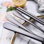 Portable Stainless Steel Flatware Set, Travel Camping Cutlery Set, Portable Utensil Travel Silverware Dinnerware Set with a Waterproof Case (8-Pieces Flatware Set Black)…