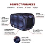 CHEERING PET, Stress Free Cat Cage, Portable Cat Condo Cage, Collapsible Travel Litter Box, Foldable Feeding Bowl,Feather Teaser and Ball, Carrying Bag, Extra Large 32″ X 19″ X 19″ (DENIIM)