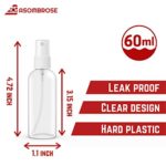 Asombrose 2 oz/60ml Small Spray Bottle Pack of 4 for Cleaning Solutions, Essential Oils and Liquid – Reusable Portable Clear Fine Mist Plastic Bottles