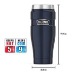Genuine Thermos Brand Stainless King Vacuum Insulated Stainless Steel Travel Tumbler 16oz Pair (Cranberry and Midnight Blue)