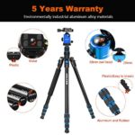 Joilcan 80-inch Tripod for Camera, Aluminum Tripod for DSLR,Monopod, Lightweight Tripod with 360 Degree Ball Head Stable for Travel and Work 18.5″-80″,19lb Load (Blue)