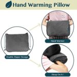 PAVILIA Travel Blanket and Pillow | Warm Soft Fleece 2-in-1 Combo Blanket for Airplane, Camping, Car Trips | Large Compact Blanket Set with Luggage Strap & Backpack Clip, 60 x 43 (Charcoal Gray)