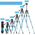 Torjim 60” Camera Tripod with Carry Bag, Lightweight Travel Aluminum Professional Tripod Stand (5kg/11lb Load) with Bluetooth Remote for DSLR SLR Cameras Compatible with Phone-Blue
