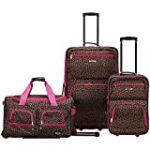 Rockland Vara Softside 3-Piece Upright Luggage Set, Pink Leopard, (20/22/28)