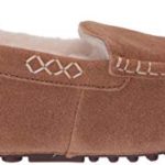 Dearfoams Women’s Fireside Water Resistent Mel Shearling Moccasin Slipper, Chestnut, 9