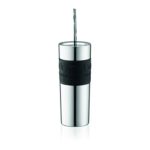 Bodum Travel Press, Stainless Steel Travel Coffee and Tea Press, 15 Ounce, .45 Liter, Black