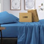 SGI bedding Egyptian Cotton Short King Sheet Set (73×76) 600 Thread Count Mediterranean Blue Solid for Motorhome, RV, Camper & Travel Trailers