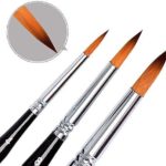 High-end Art Travel Painting Brush Synthetic Sable Round Hair Short Handle Brush for Acrylic Oil and Watercolor Painting 3Pcs