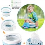 Potty Training Seat for Toddler Kids, 3-1 Portable Collapsible Toilet Seat with Storage Bag, Anti-Slip Design and Splash Guard, Potty Chair for Travel Home Car Camping Use (Blue)